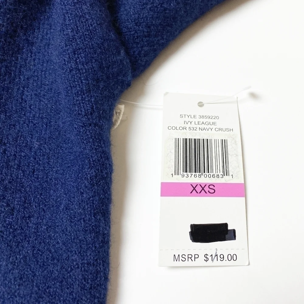 Court & Rowe hooded sweater new NWT cropped‎ navy yellow wool alpaca oversized